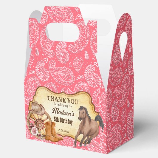 Cowgirl pink paisley western cadeau bedankdoosjes (Geopend)