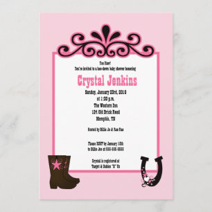 Cowgirl Pink Trendy Cowboy Boot Country Uitnodigin Kaart