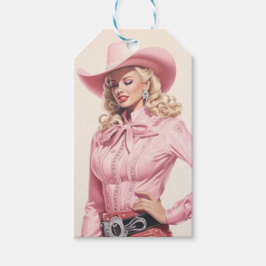  Cowgirl Pinup Gift Labels Cadeaulabel (Voorkant)