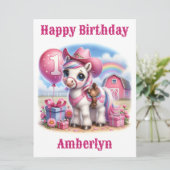 Cowgirl Pony 1-jarige Verjaardag Kaart (Staand voorkant)