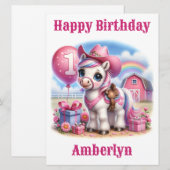 Cowgirl Pony 1-jarige Verjaardag Kaart (Voorkant / Achterkant)