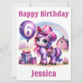 Cowgirl Pony 6-jarige Verjaardag Kaart (Voorkant)