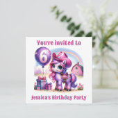 Cowgirl Pony 6-jarige Verjaardag Kaart (Staand voorkant)