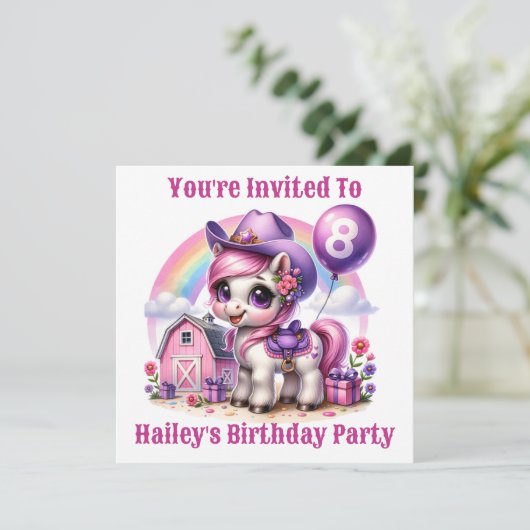 Cowgirl Pony 8-jarig Kaart (Staand voorkant)