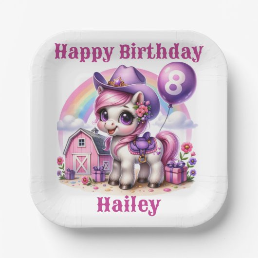 Cowgirl Pony 8-jarig Papieren Bordje (Voorkant)