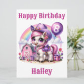 Cowgirl Pony 8-jarige Verjaardag Kaart (Staand voorkant)