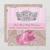 Cowgirl Princess Baby shower Kaart (Voorkant / Achterkant)