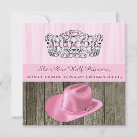 Cowgirl Princess Baby shower Kaart (Voorkant)