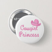 Cowgirl prinses met roze Pet Ronde Button 5,7 Cm (Voorkant /achterkant)