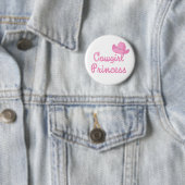 Cowgirl prinses met roze Pet Ronde Button 5,7 Cm (In situ)