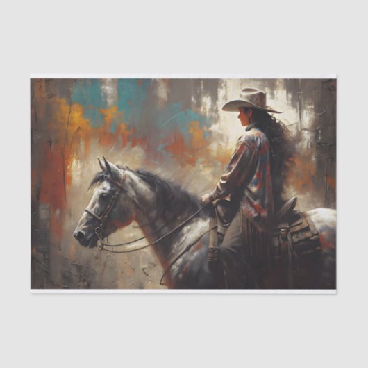 Cowgirl Profiel Decoupage Tissuepapier (Voorkant)