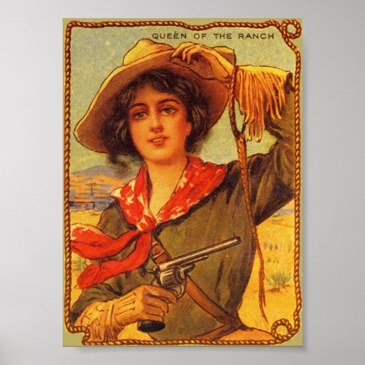 Cowgirl "Queen of the Ranch"-affiche Poster (Voorkant)
