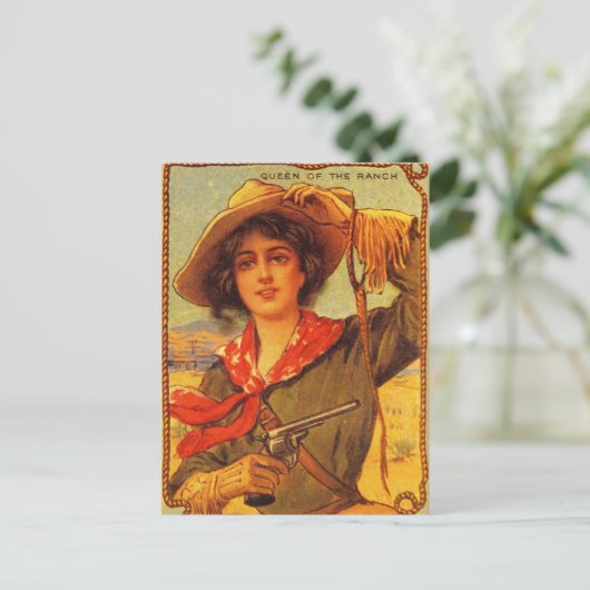  Cowgirl "Queen of the Ranch" Briefkaart (Staand voorkant)