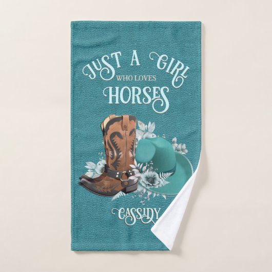 Cowgirl quote turquoise lederen cowboylaarzen pet handdoek (Handdoek)