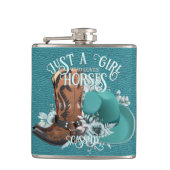 Cowgirl quote turquoise lederen cowboylaarzen pet heupfles (Voorkant)