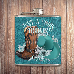 Cowgirl quote turquoise lederen cowboylaarzen pet heupfles