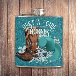 Cowgirl quote turquoise lederen cowboylaarzen pet heupfles