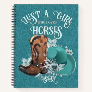 Cowgirl quote turquoise lederen cowboylaarzen pet notitieboek