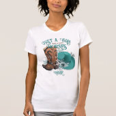 Cowgirl quote turquoise lederen cowboylaarzen pet t-shirt (Voorkant)