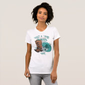 Cowgirl quote turquoise lederen cowboylaarzen pet t-shirt (Voorkant volledig)