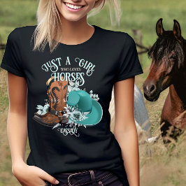 Cowgirl quote turquoise lederen cowboylaarzen pet t-shirt