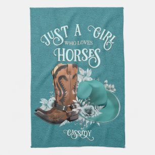 Cowgirl quote turquoise lederen cowboylaarzen pet theedoek