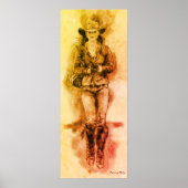 Cowgirl Realistic Drawing Jeans Pet Boots Poster (Voorkant)