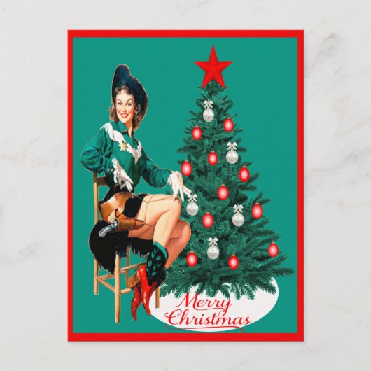  Cowgirl Red Boots W/Boom-pc Briefkaart (Voorkant)