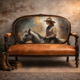 Cowgirl Ridder Witte Paard Zonsondergang Decoupage Tissuepapier