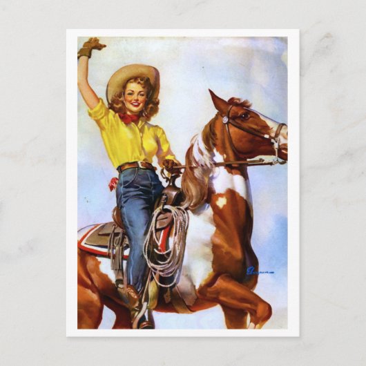 Cowgirl Rider Pin Up Briefkaart (Voorkant)