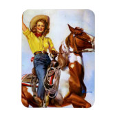 Cowgirl Rider Pin Up Magneet (Verticaal)