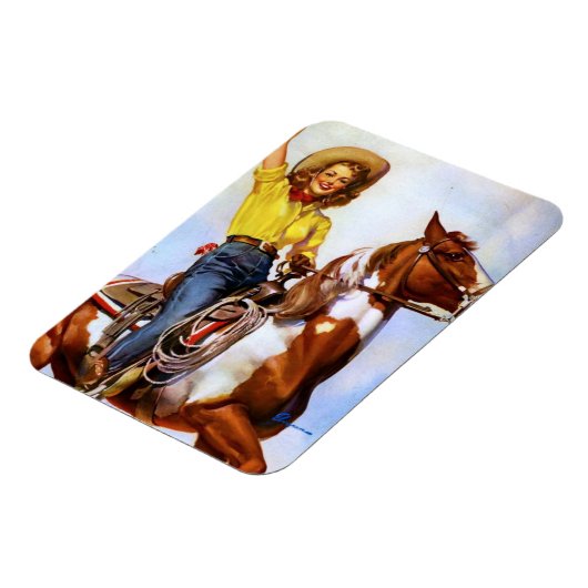 Cowgirl Rider Pin Up Magneet (Linkerzijde)
