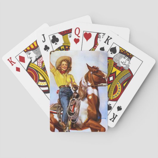 Cowgirl Rider Pin Up Magnet Pokerkaarten (Achterkant)