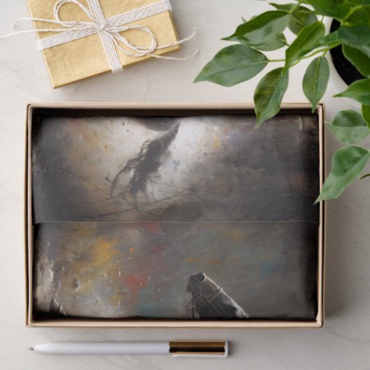 Cowgirl Riding Black Horse Canyon Decoupage  Tissuepapier (Geschenk)