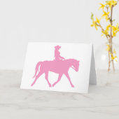 Cowgirl Riding Haarpaard (roze) Kaart (Gele Bloem)