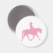 Cowgirl Riding Haarpaard (roze) Magneet (Voorkant / Achterkant)