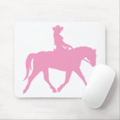 Cowgirl Riding Haarpaard (roze) Muismat (Met muis)