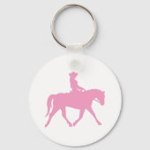 Cowgirl Riding Haarpaard (roze) Sleutelhanger (Voorkant)