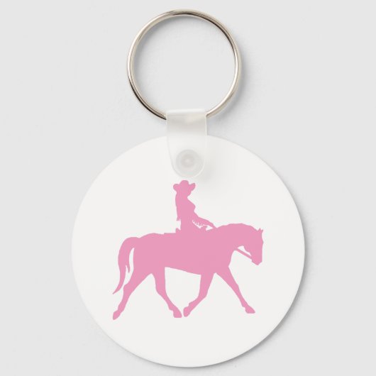 Cowgirl Riding Haarpaard (roze) Sleutelhanger (Voorkant)
