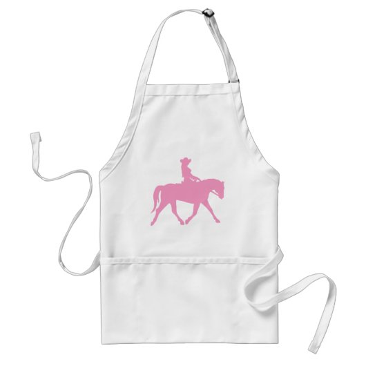 Cowgirl Riding Haarpaard (roze) Standaard Schort (Voorkant)