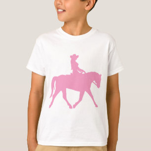 Cowgirl Riding Haarpaard (roze) T-shirt