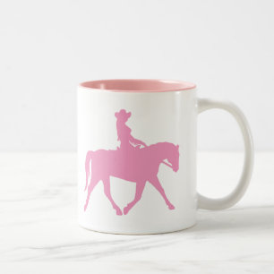 Cowgirl Riding Haarpaard (roze) Tweekleurige Koffiemok