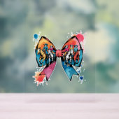 Cowgirl Riding Horse Coquette Bow Acryl Bord (Neutraal)