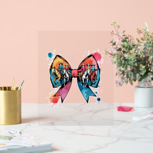 Cowgirl Riding Horse Coquette Bow Acryl Bord (Huwelijk)