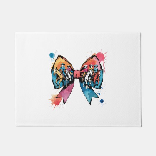 Cowgirl Riding Horse Coquette Bow Deurmat (Voorkant)