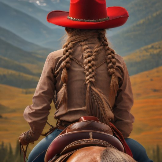 Cowgirl riding into the sunset, Cowboy hat v10 Tissuepapier