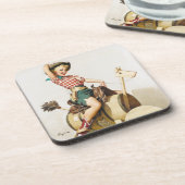 Cowgirl Riding Pin up Drankjes Onderzetter (Linkerzijde)