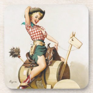 Cowgirl Riding Pin up Drankjes Onderzetter