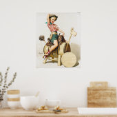 Cowgirl Riding Pin up Poster (Keuken)