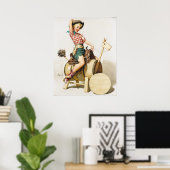Cowgirl Riding Pin up Poster (Thuiskantoor)